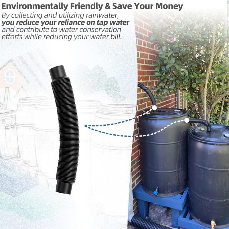 XCWT 1.25" Diameter Rain Barrel Connector Hose Connect Downspout Diverter to Rainwater Barrel or Link 2 Rain Water Barrels to Store More Water for Home Garden Outdoor Chores - Image 4